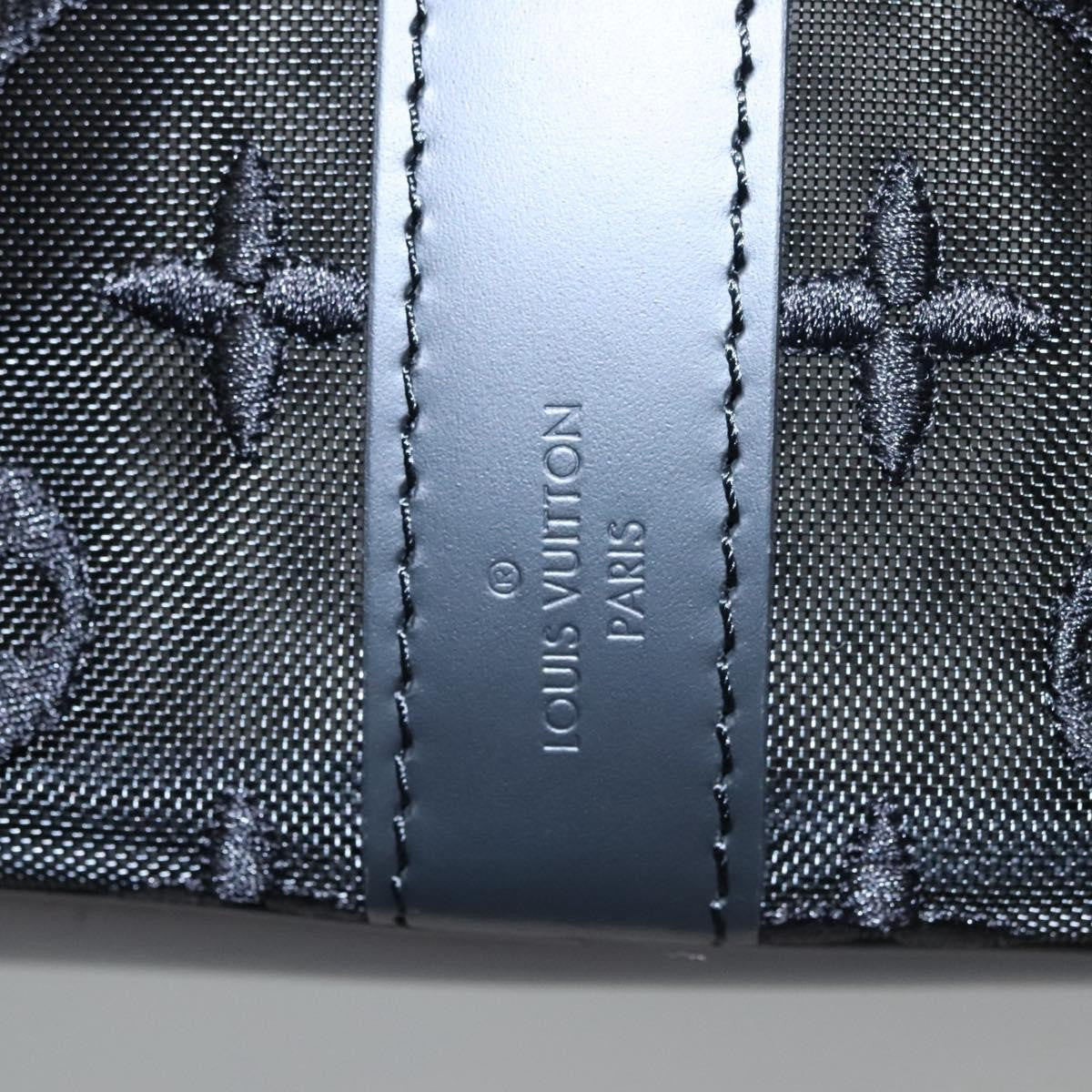 Louis Vuitton Keepall Bandouliere Bag Monogram See Through Mesh Black Nylon Travel Bag Bag (Pre-Owned)