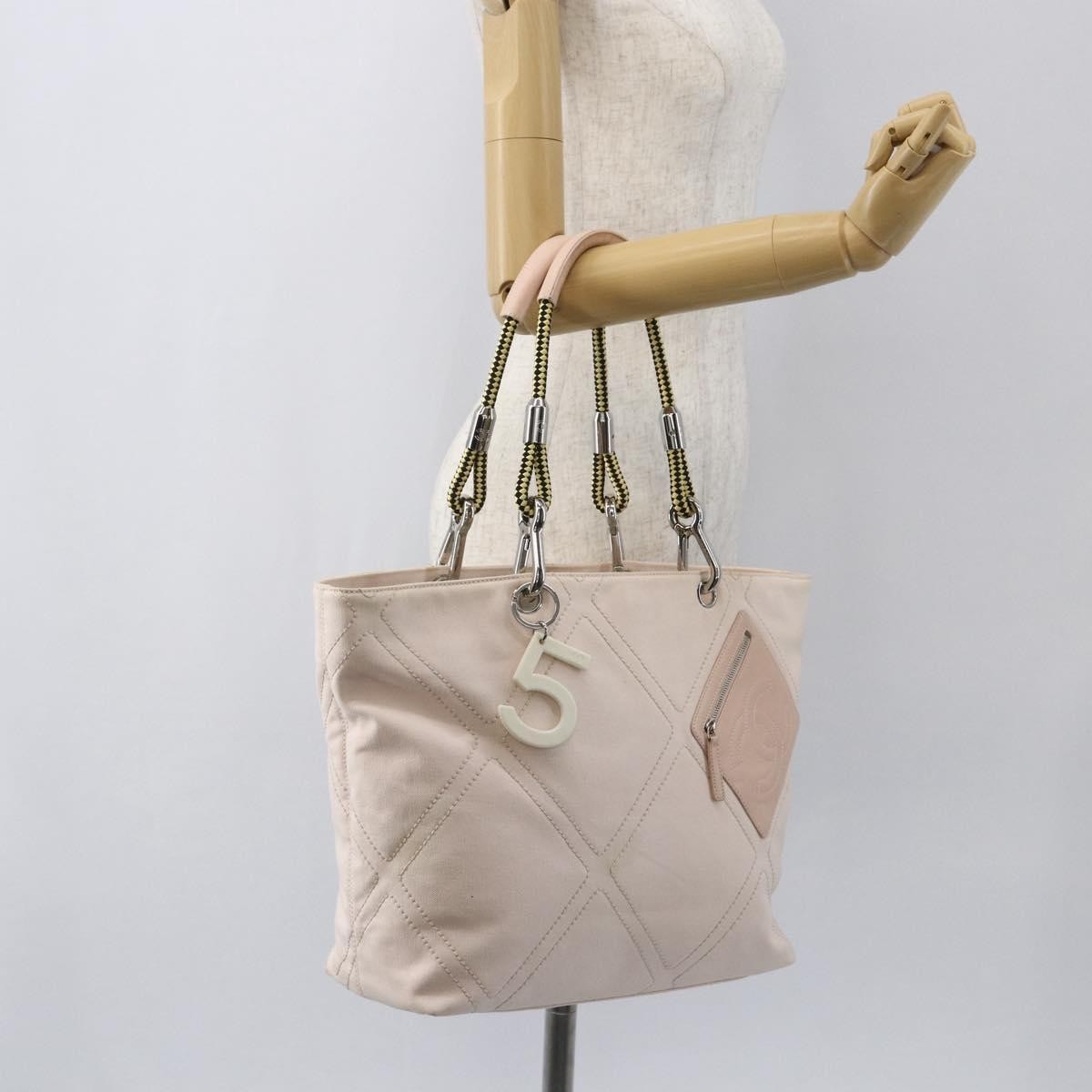 Chanel Vintage Cruise Line No.5 Tote Quilted Canvas Pink Canvas Tote Bag Bag (Pre-Owned)