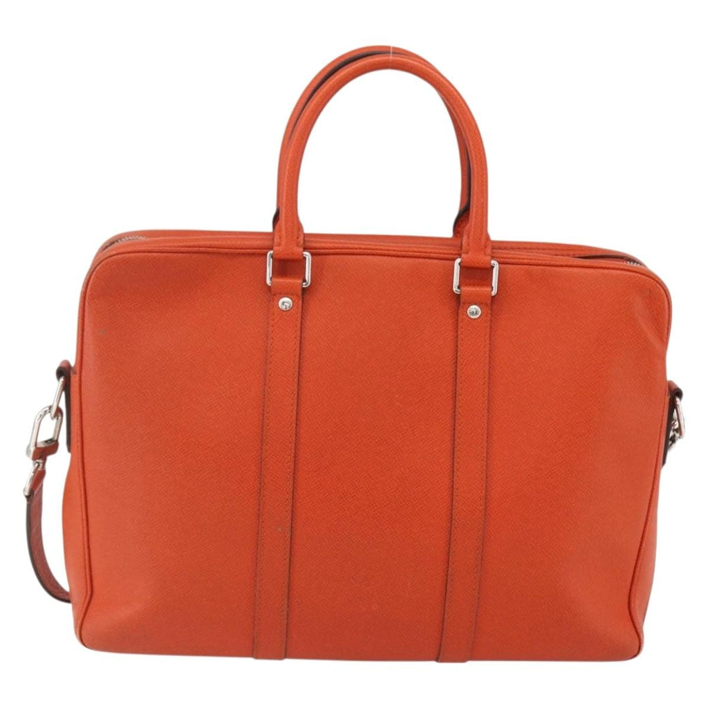 Louis Vuitton Porte-Documents Voyage Briefcase Taiga Leather Orange Leather Briefcase Bag (Pre-Owned)