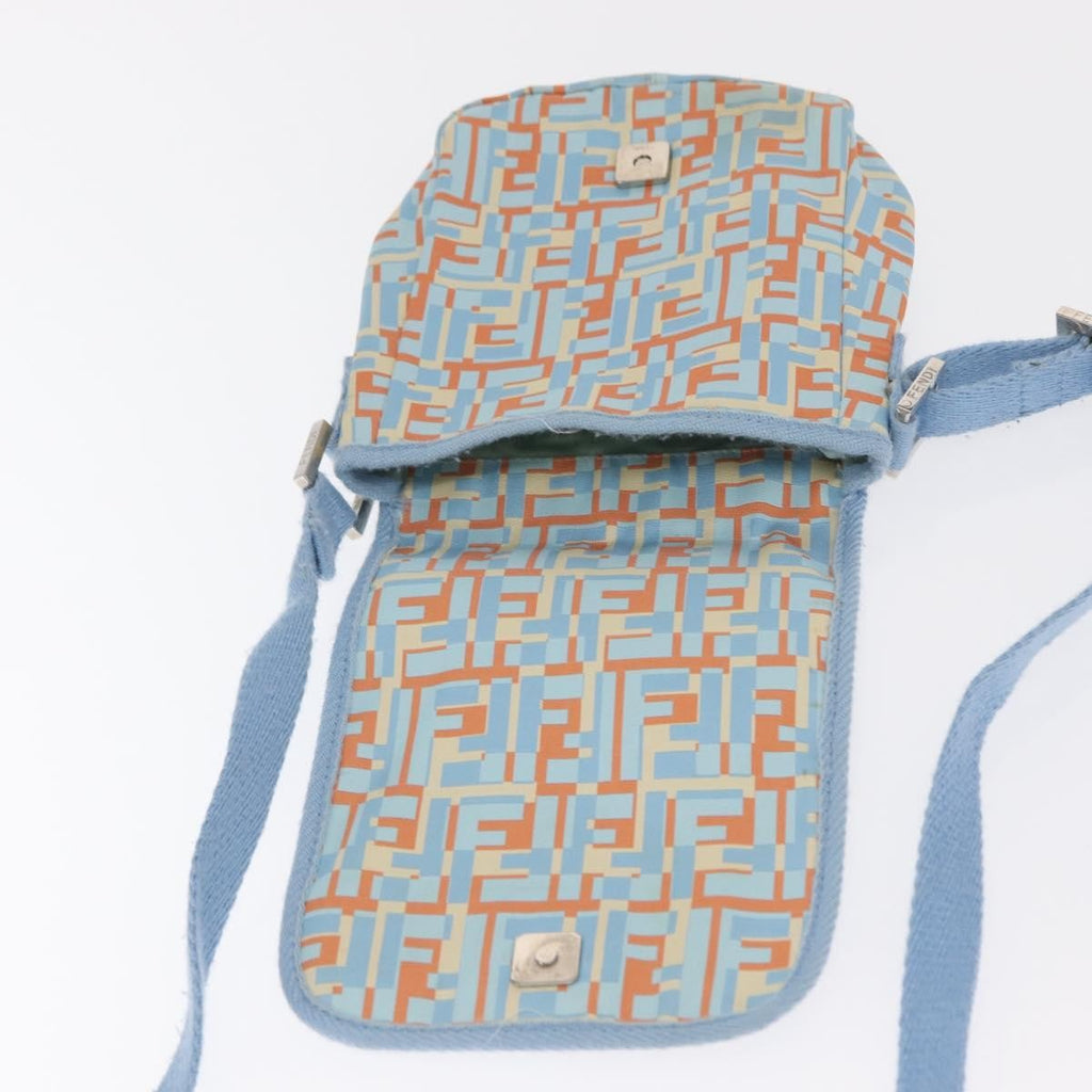Fendi Logo Zucca Shoulder Bag Zucca Blue Canvas Shoulder Bag Bag (Pre-Owned)