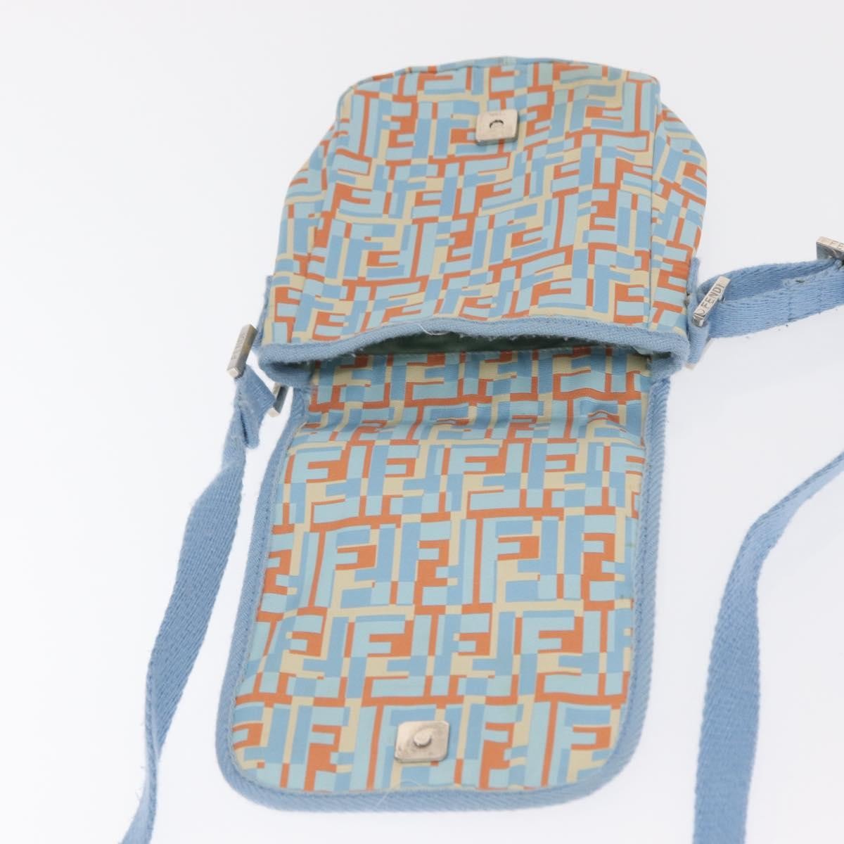 Fendi Logo Zucca Shoulder Bag Zucca Blue Canvas Shoulder Bag Bag (Pre-Owned)
