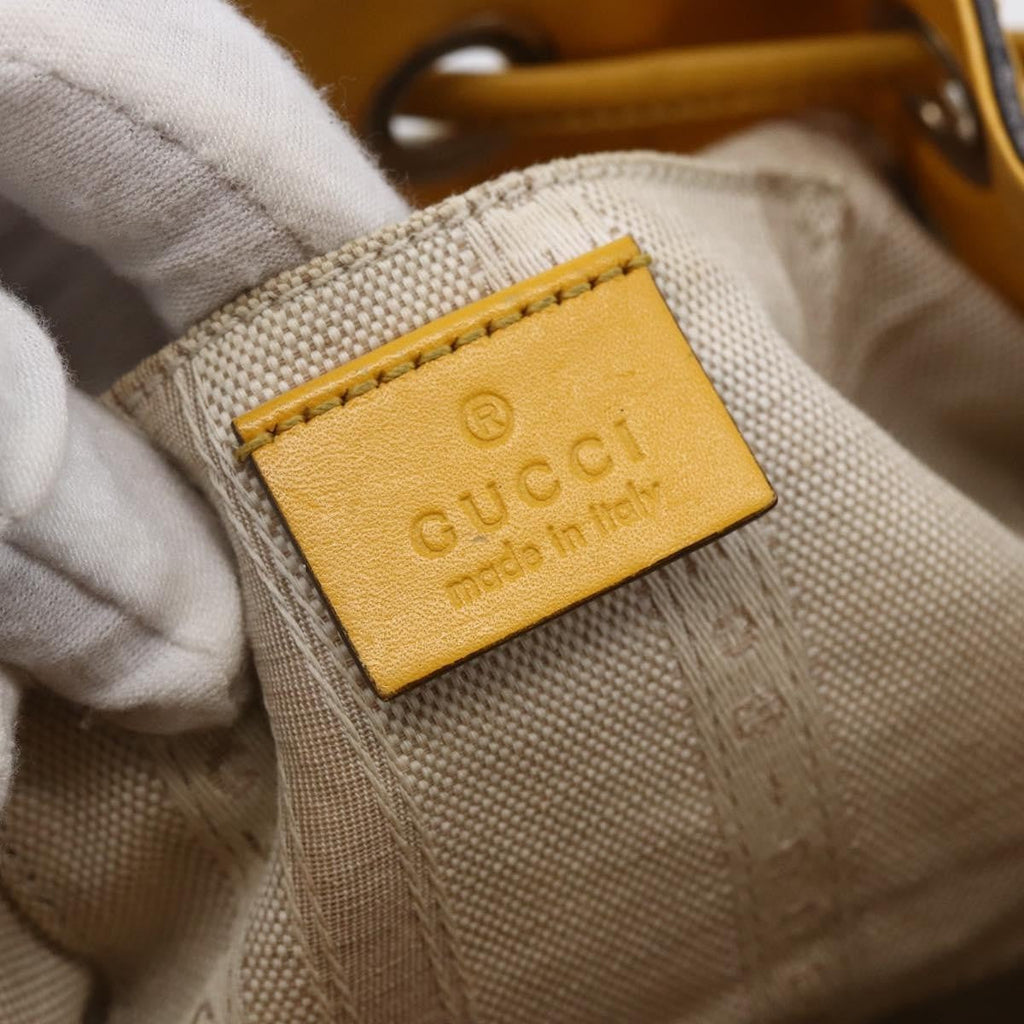 Gucci Bright Bucket Bag Diamante Leather Yellow Leather Shoulder Bag Bag (Pre-Owned)