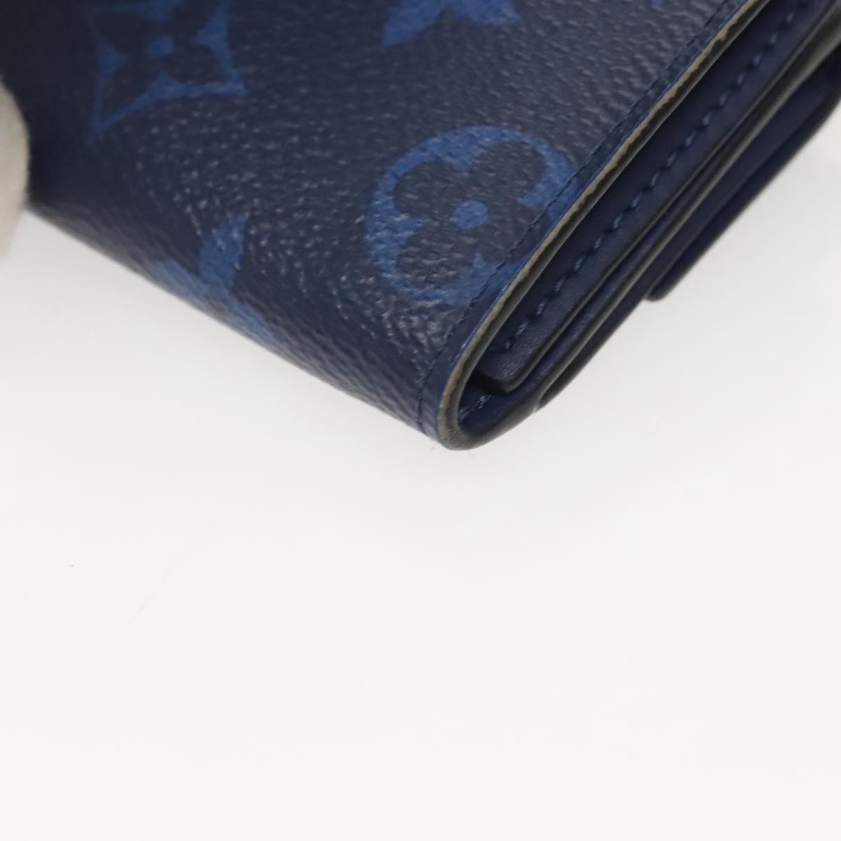 Louis Vuitton Discovery Wallet Monogram Taigarama Blue Leather Wallets Accessory (Pre-Owned)