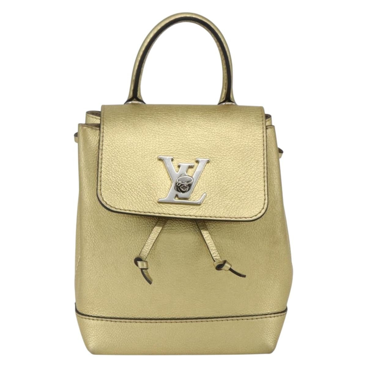 Louis Vuitton Lockme Backpack Leather Gold Leather Backpack Bag (Pre-Owned)