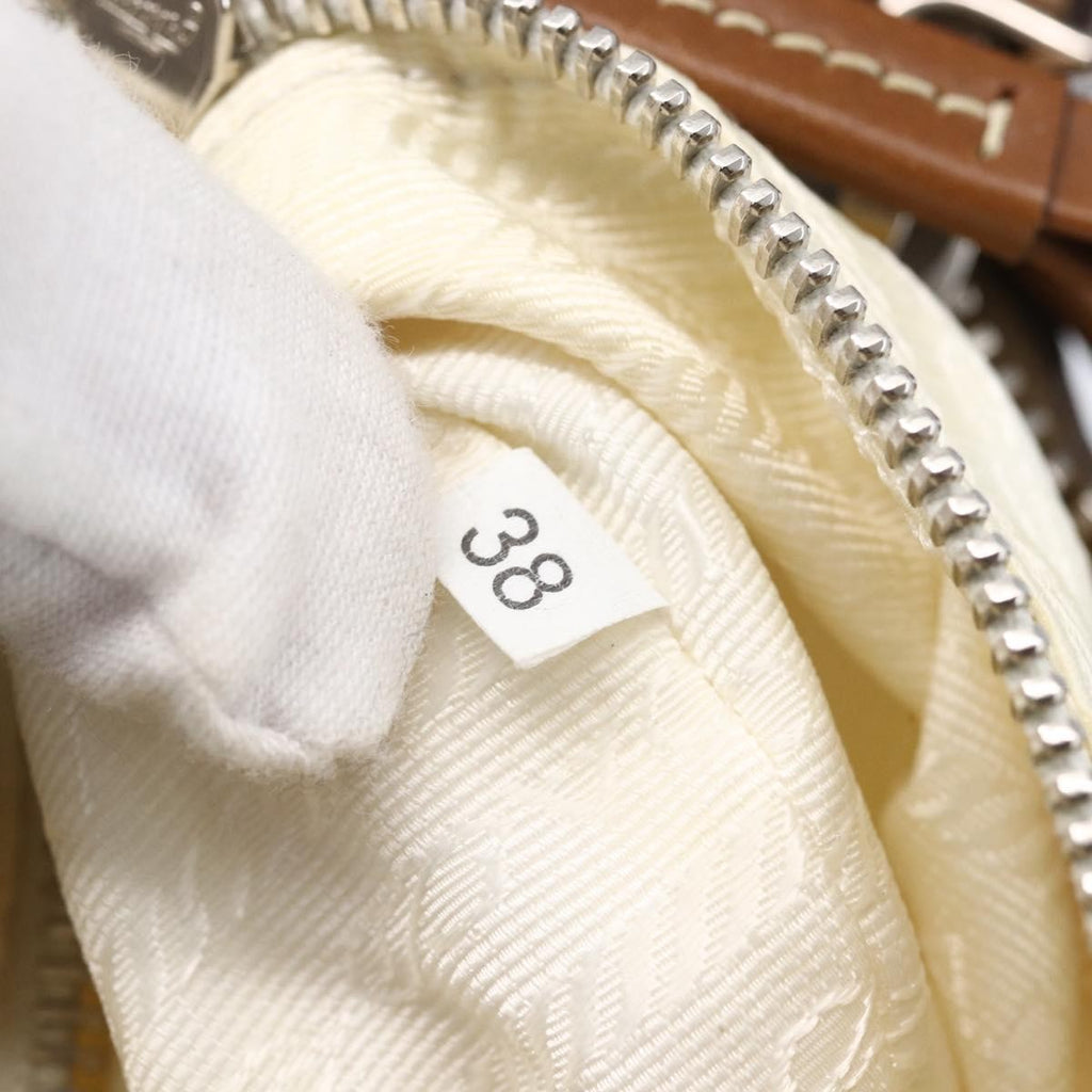Prada Vintage Shoulder Bag Nylon And Leather Beige Nylon Shoulder Bag Bag (Pre-Owned)