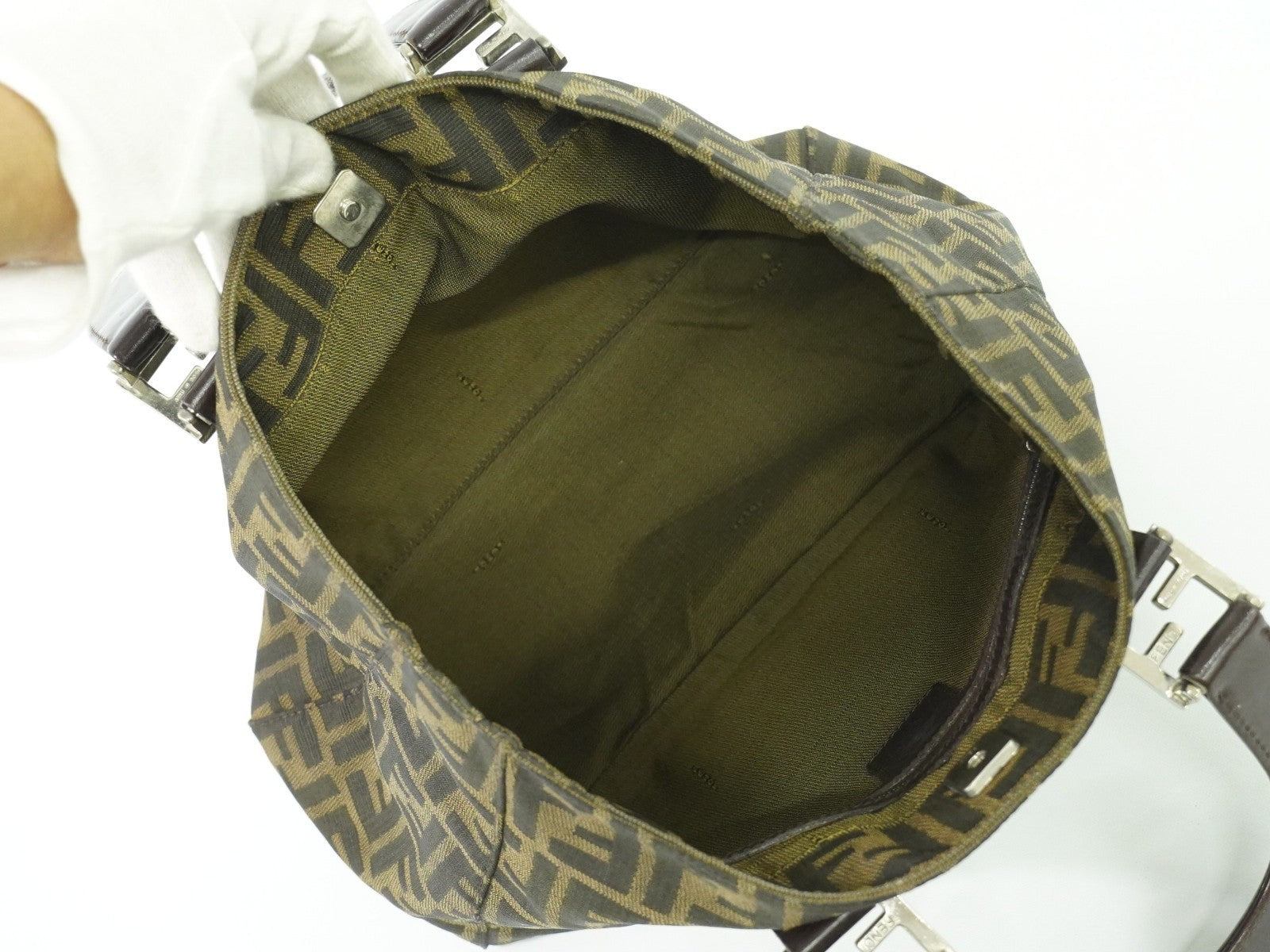 Fendi Zucca Tote Bag Ff Motif Brown Canvas Handbag (Pre-Owned)