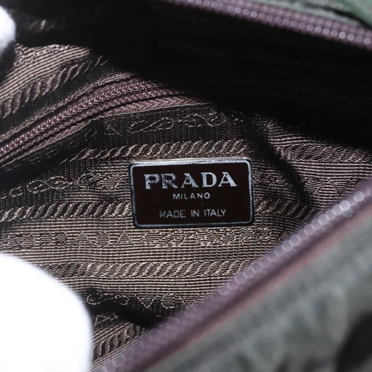 Prada Vintage Zip Handbag Tessuto Khaki Nylon Handbag (Pre-Owned)