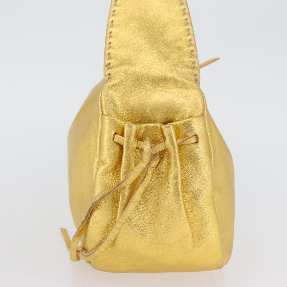 Prada Vintage Shoulder Bag Leather Gold Leather Shoulder Bag Bag (Pre-Owned)