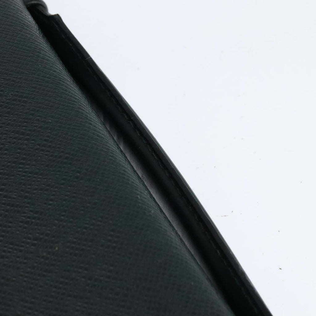 Louis Vuitton Serviette Kourad Briefcase Taiga Leather Green Leather Briefcase Bag (Pre-Owned)