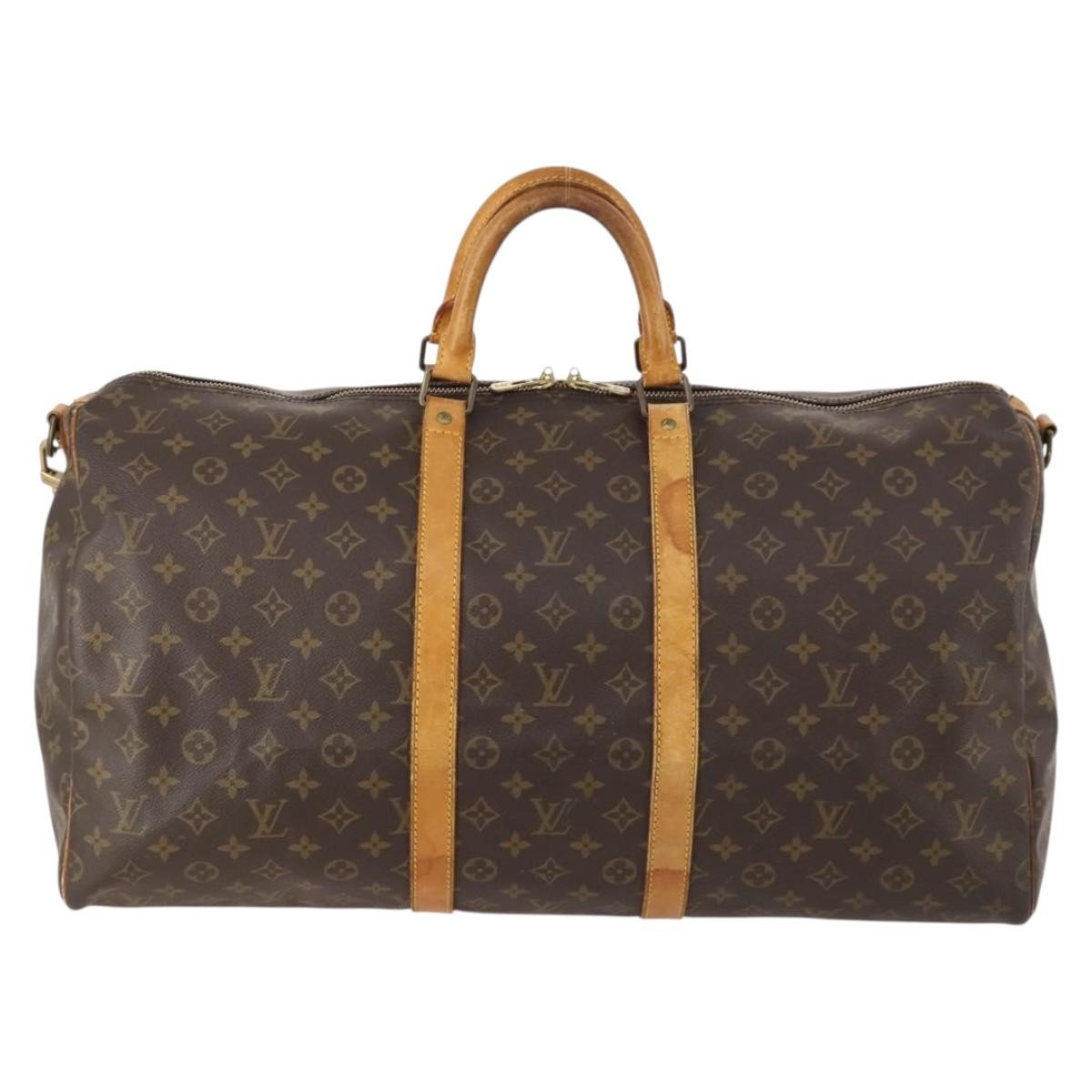 Louis Vuitton Keepall Bandouliere Bag Monogram Canvas Brown Canvas Travel Bag Bag (Pre-Owned)