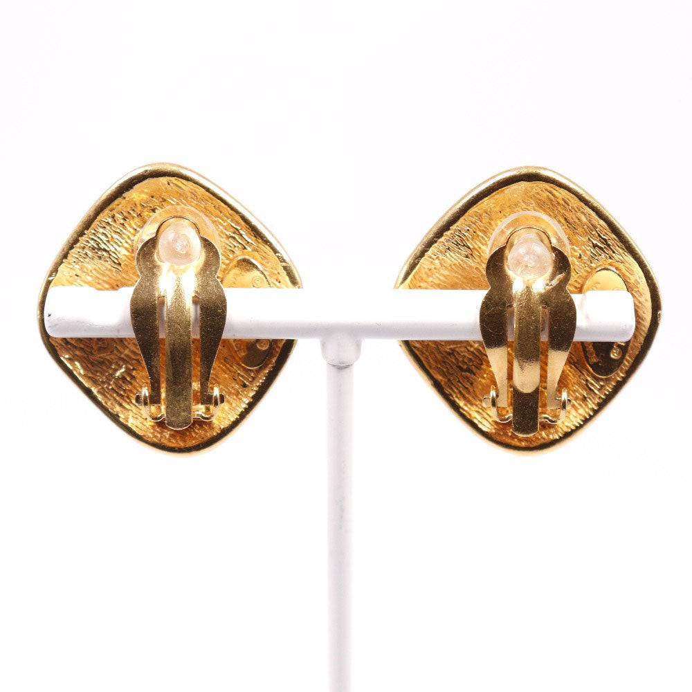 Chanel Cc Rhombus Clip-On Earrings Metal Gold Gold_Plated Earrings Jewelry (Pre-Owned)