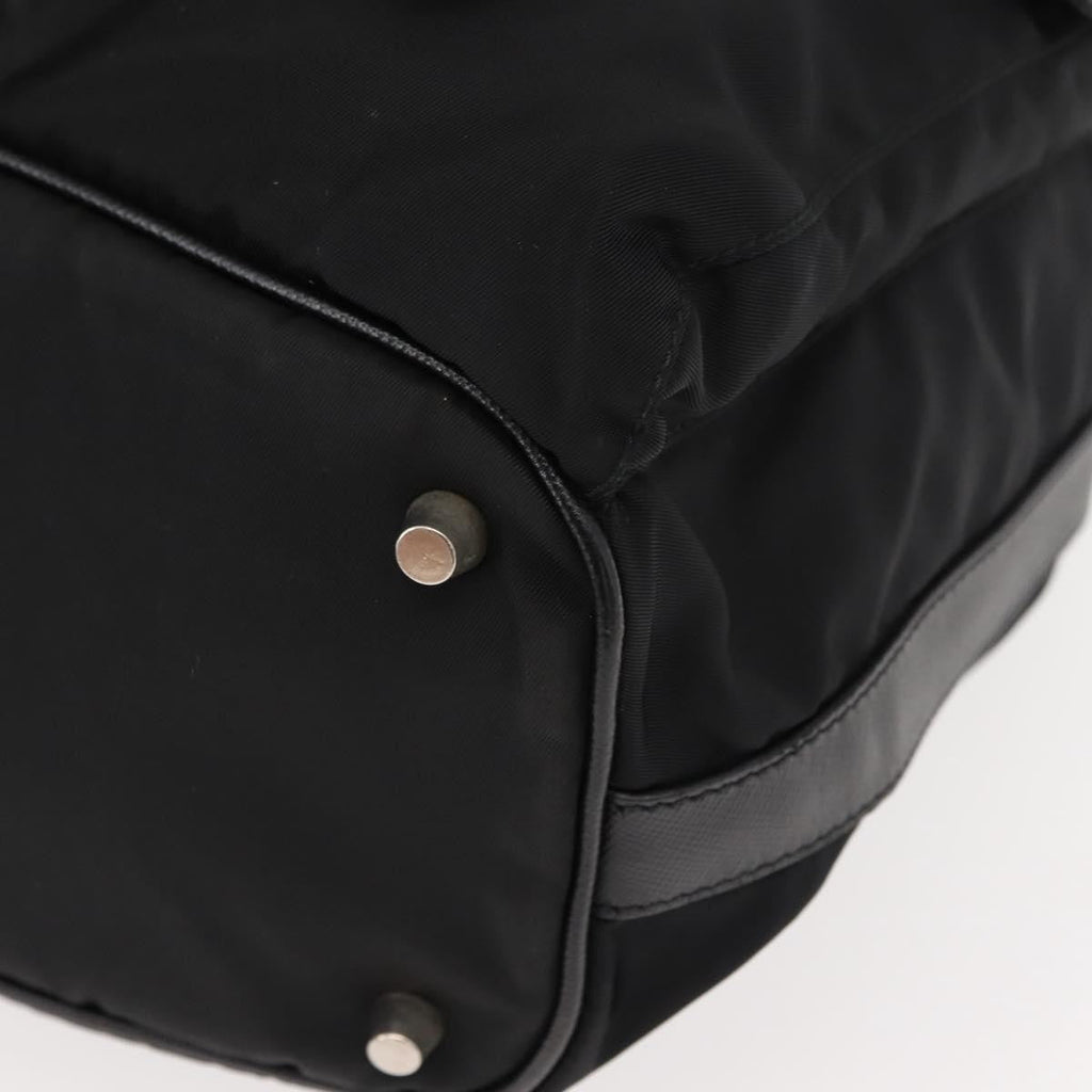 Prada Double Pocket Drawstring Shoulder Bag Tessuto Black Nylon Shoulder Bag Bag (Pre-Owned)