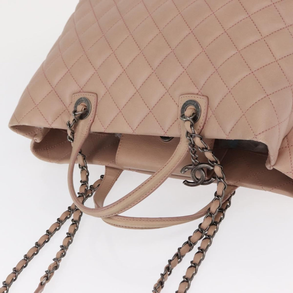 Chanel Easy Shopping Tote Quilted Calfskin Pink Leather Tote Bag Bag (Pre-Owned)