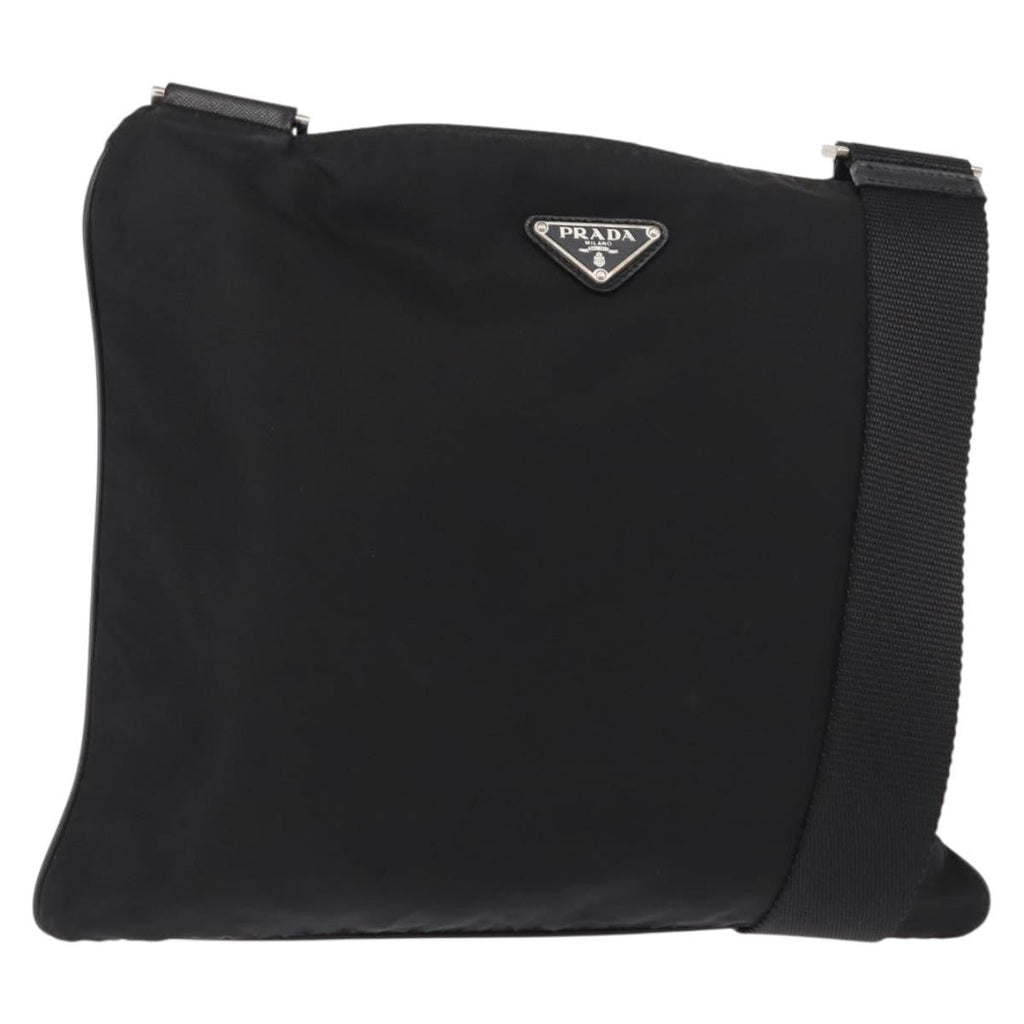 Prada Flat Messenger Bag Tessuto Black Nylon Shoulder Bag Bag (Pre-Owned)