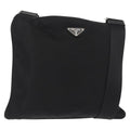 Prada Flat Messenger Bag Tessuto Black Nylon Shoulder Bag Bag (Pre-Owned)