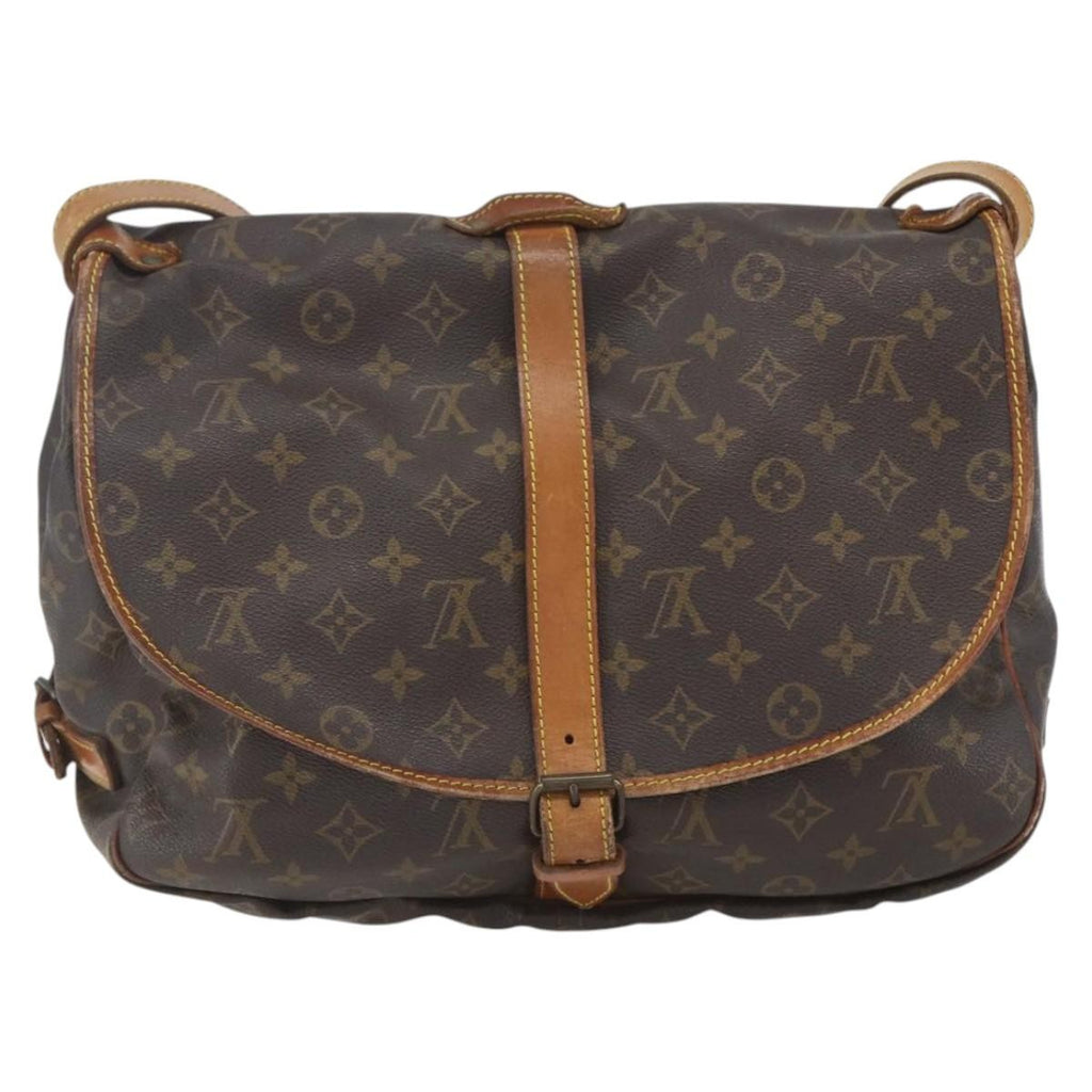 Louis Vuitton Saumur Handbag Monogram Canvas Brown Canvas Shoulder Bag Bag (Pre-Owned)