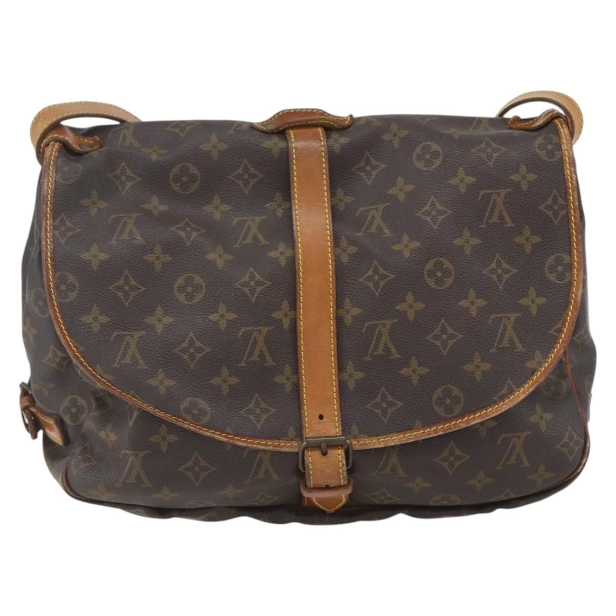 Louis Vuitton Saumur Handbag Monogram Canvas Brown Canvas Shoulder Bag Bag (Pre-Owned)