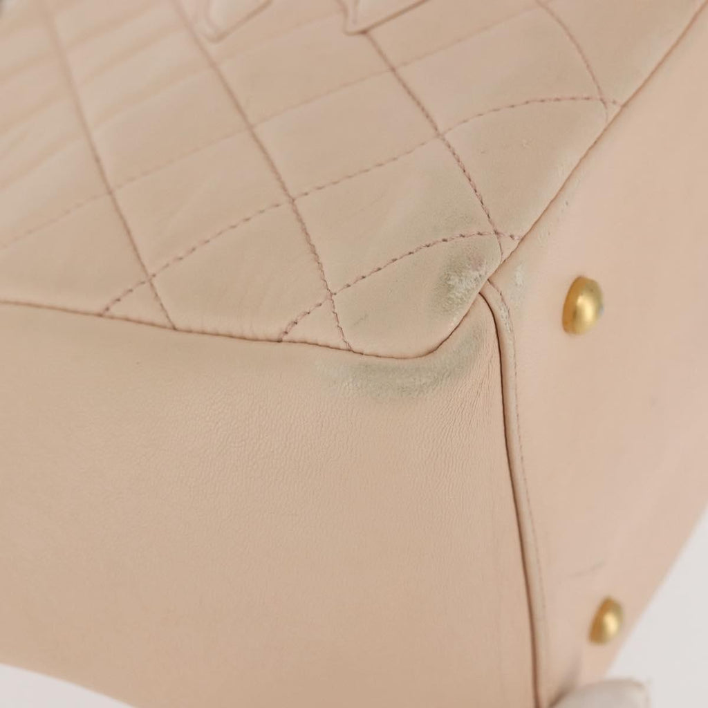 Chanel Petite Timeless Tote Quilted Calfskin Beige Leather Bag (Pre-Owned)