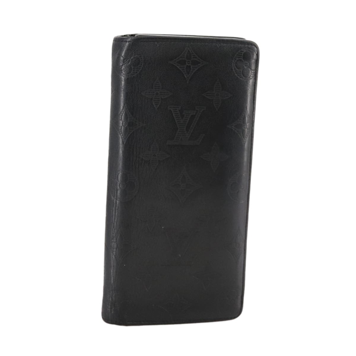 Louis Vuitton Brazza Long Bifold Wallet Monogram Shadow Black Leather Wallets Accessory (Pre-Owned)
