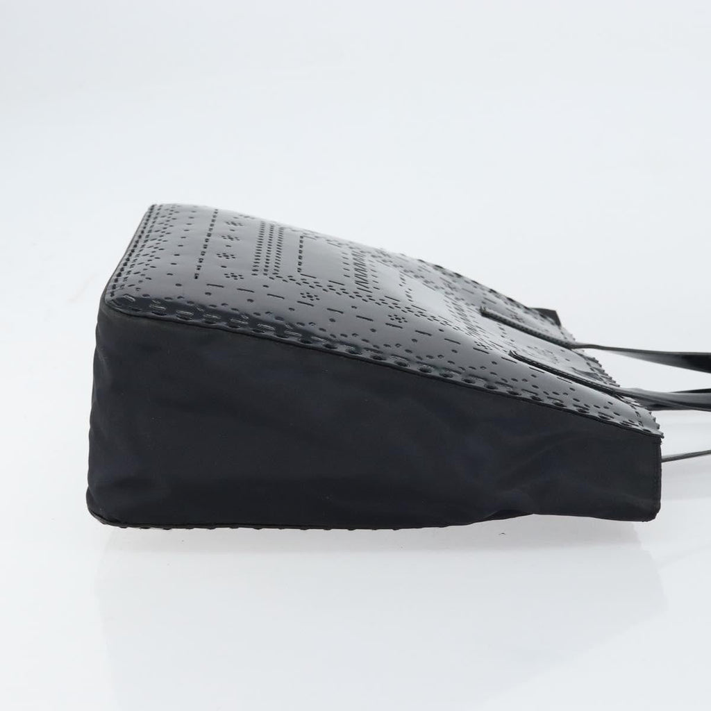 Prada Vintage Tote Tessuto With Leather Black Patent_Leather Tote Bag Bag (Pre-Owned)