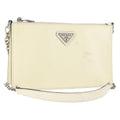 Prada Chain Crossbody Bag Vernice Saffiano Leather White Leather Shoulder Bag Bag (Pre-Owned)