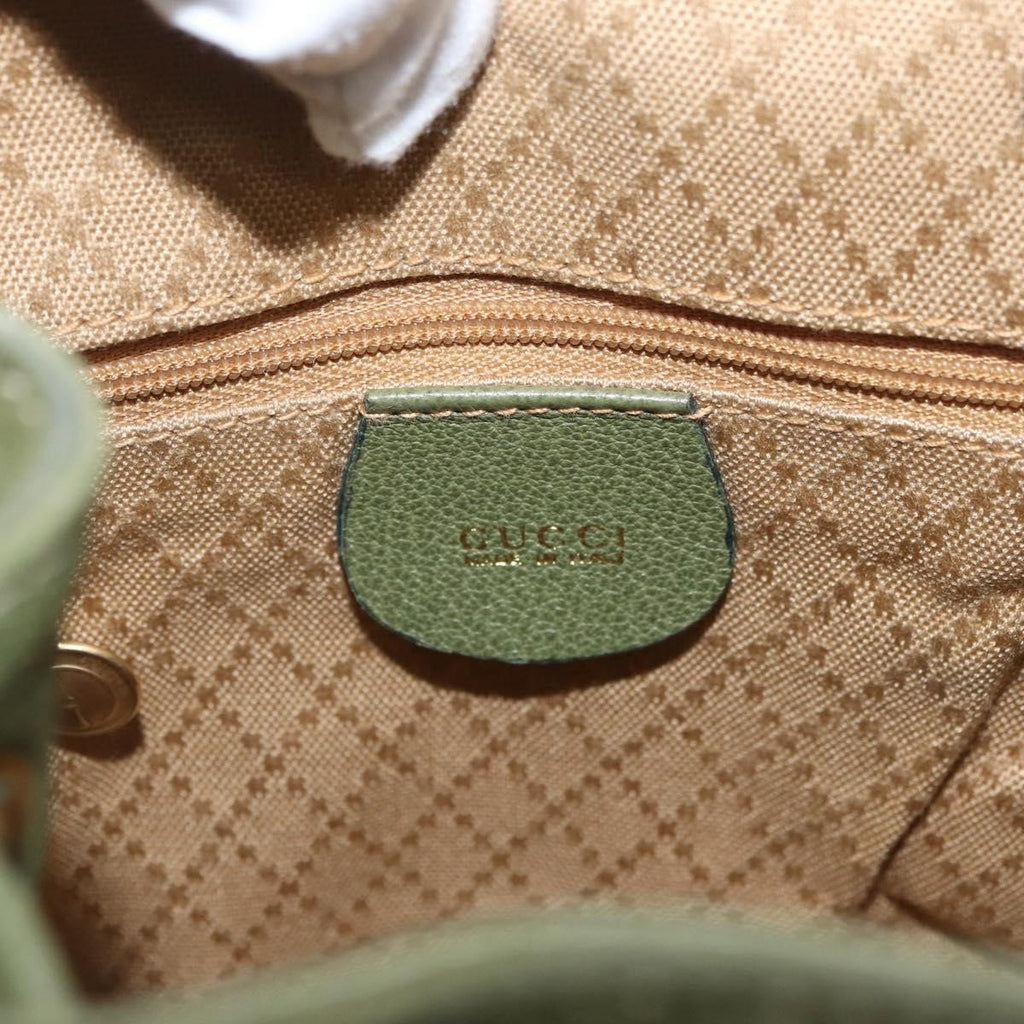 Gucci Gucci Bamboo Backpack Daim Khaki Leather Backpack Bag (Pre-Owned)