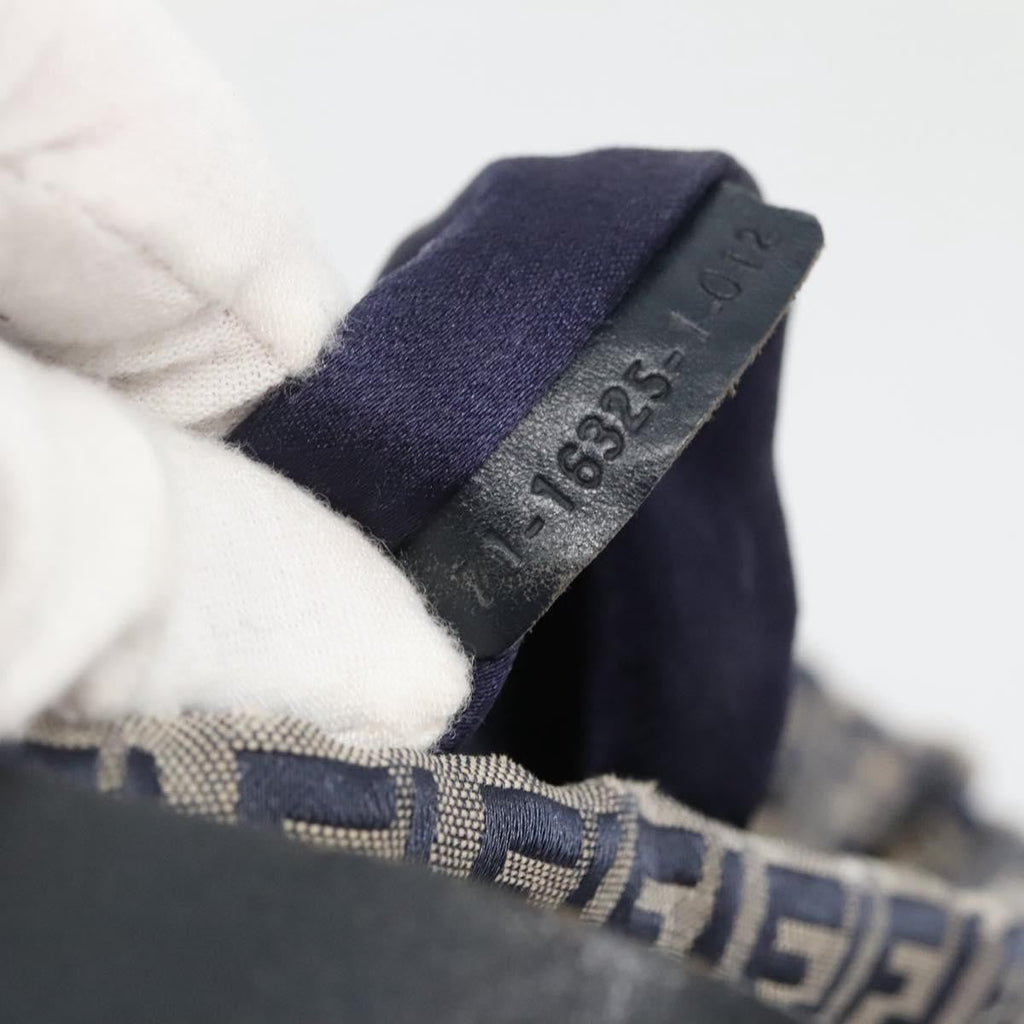 Fendi Ff Logo Mon Tresor Bucket Bag Printed Shearling With Leather Navy Canvas Shoulder Bag Bag (Pre-Owned)