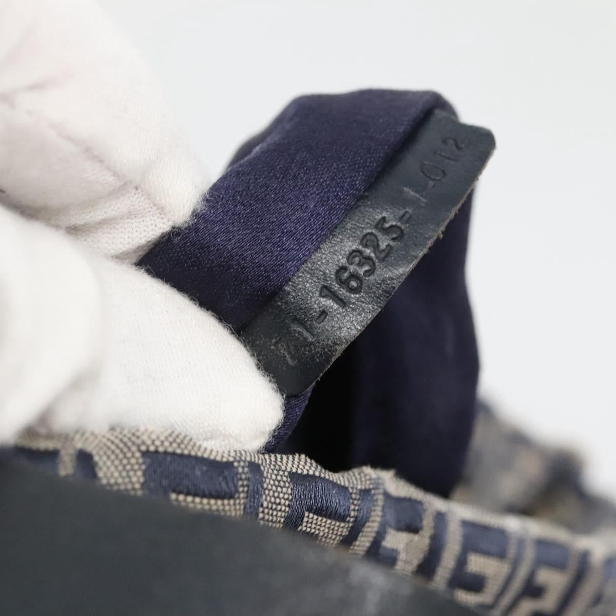 Fendi Ff Logo Mon Tresor Bucket Bag Printed Shearling With Leather Navy Canvas Shoulder Bag Bag (Pre-Owned)
