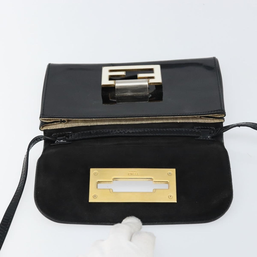 Fendi Vintage Shoulder Bag Enamel Black Patent_Leather Shoulder Bag Bag (Pre-Owned)