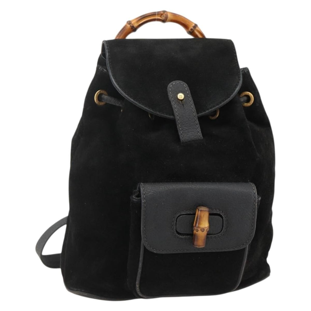 Gucci Gucci Bamboo Backpack Daim Black Denim_Jeans Backpack Bag (Pre-Owned)