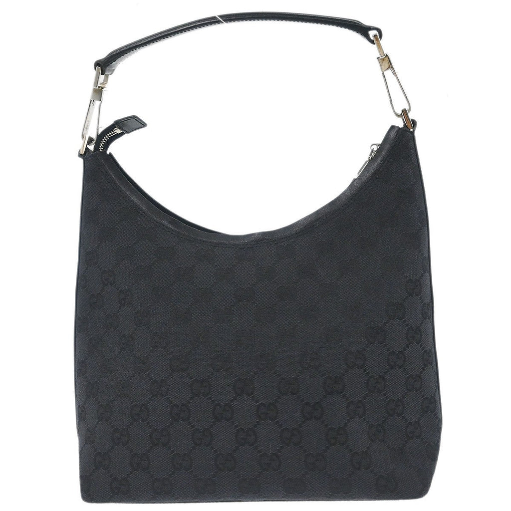 Gucci Vintage Clasp Handle Hobo Gg Canvas Black Canvas Shoulder Bag Bag (Pre-Owned)