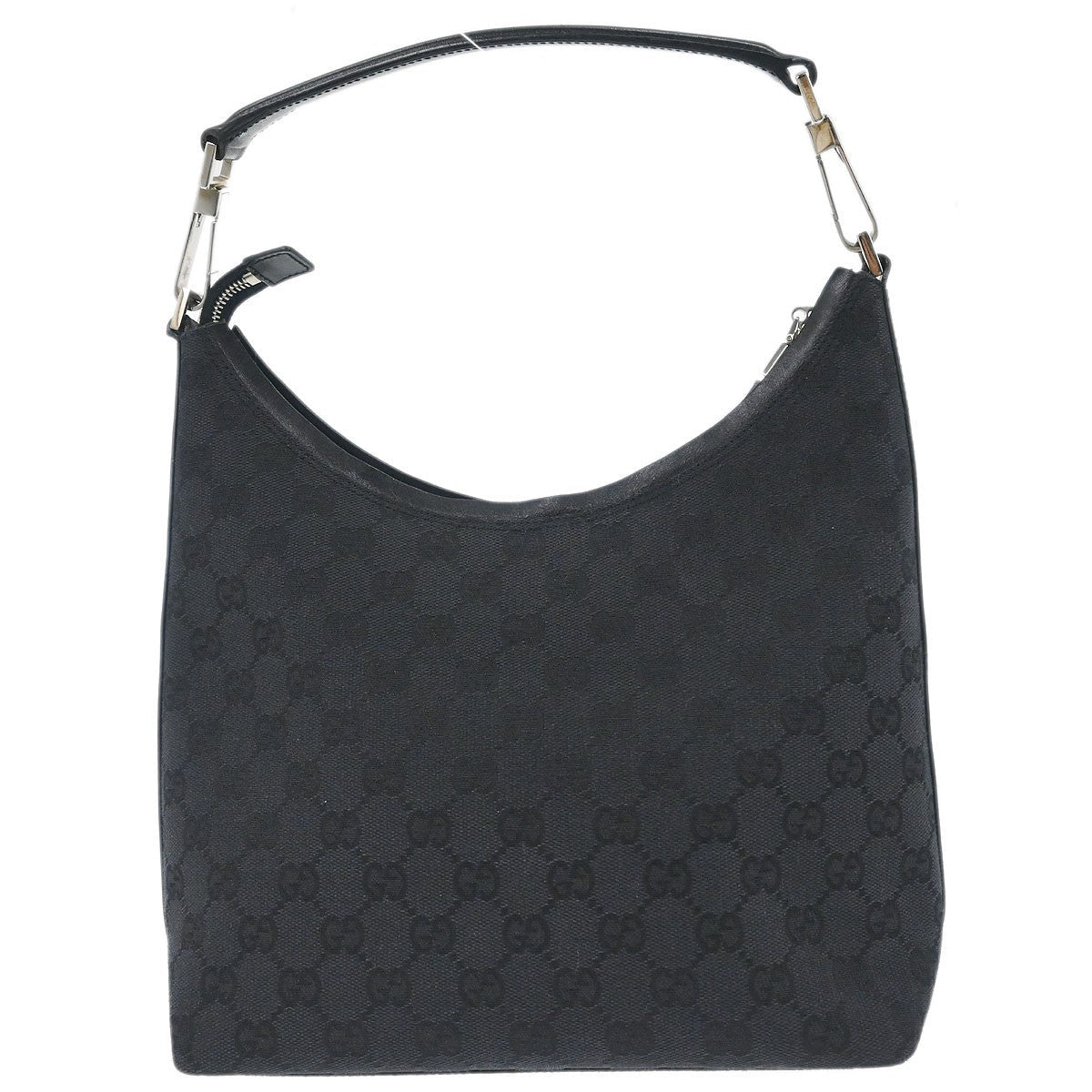 Gucci Vintage Clasp Handle Hobo Gg Canvas Black Canvas Shoulder Bag Bag (Pre-Owned)