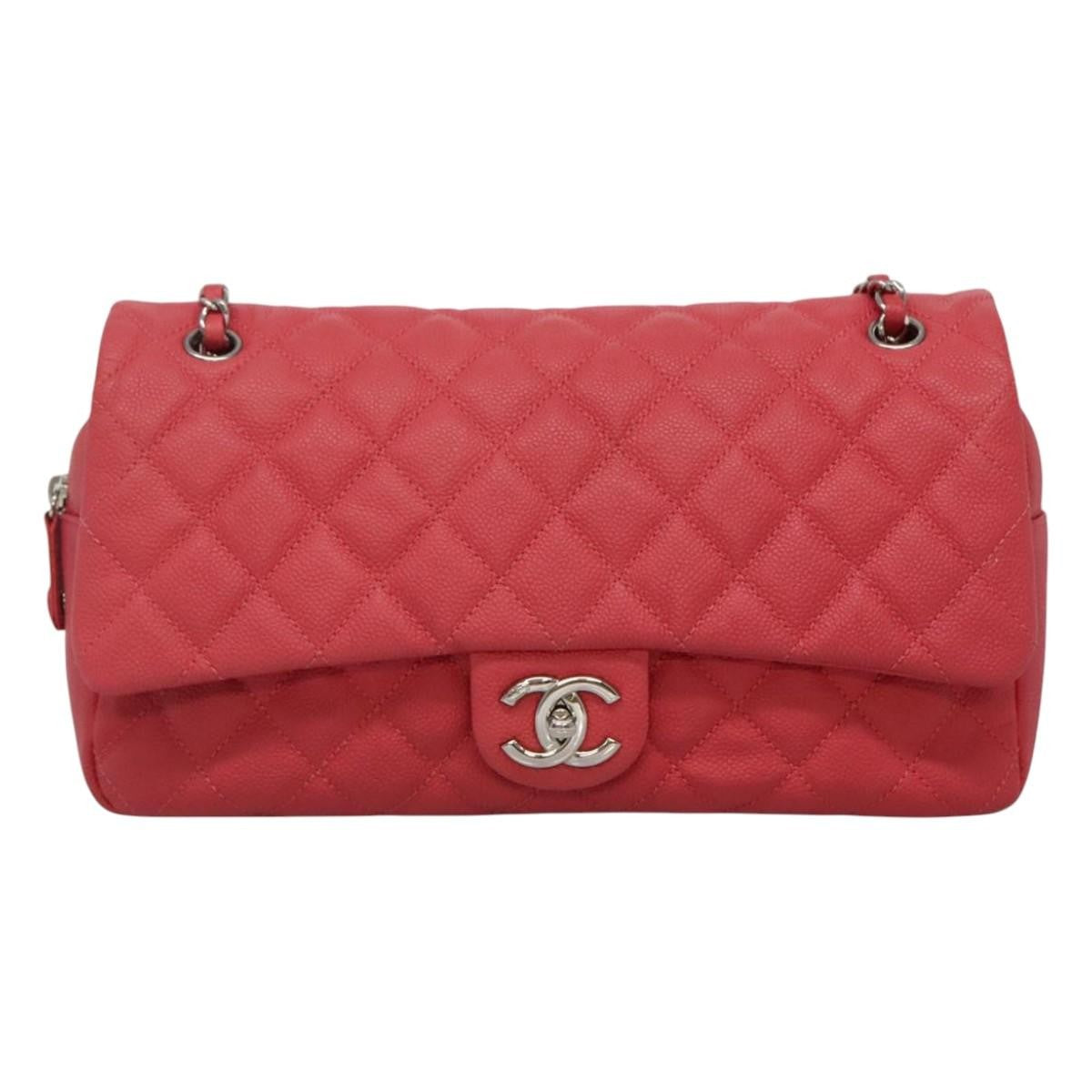 Chanel Flap Shoulder Bag Quilted Lambskin Pink Calfskin Shoulder Bag Bag (Pre-Owned)