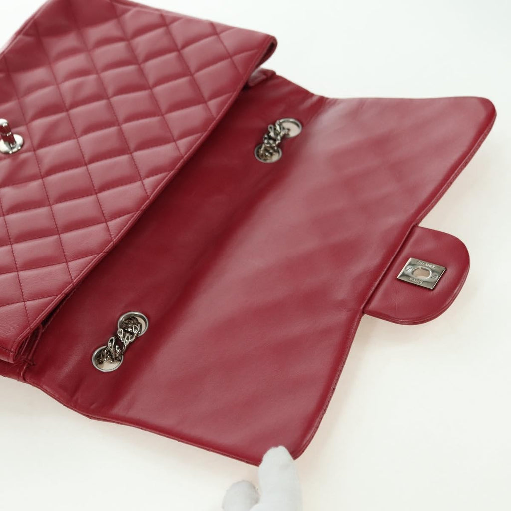 Chanel Classic Single Flap Bag Quilted Lambskin Red Leather Shoulder Bag Bag (Pre-Owned)