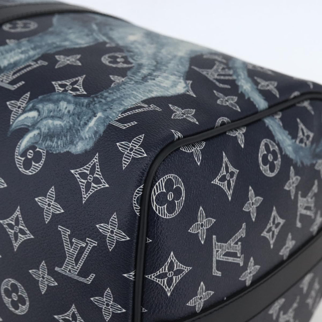 Louis Vuitton Keepall Bandouliere Bag Limited Edition Chapman Savane Monogram Canvas Navy Canvas Travel Bag Bag (Pre-Owned)