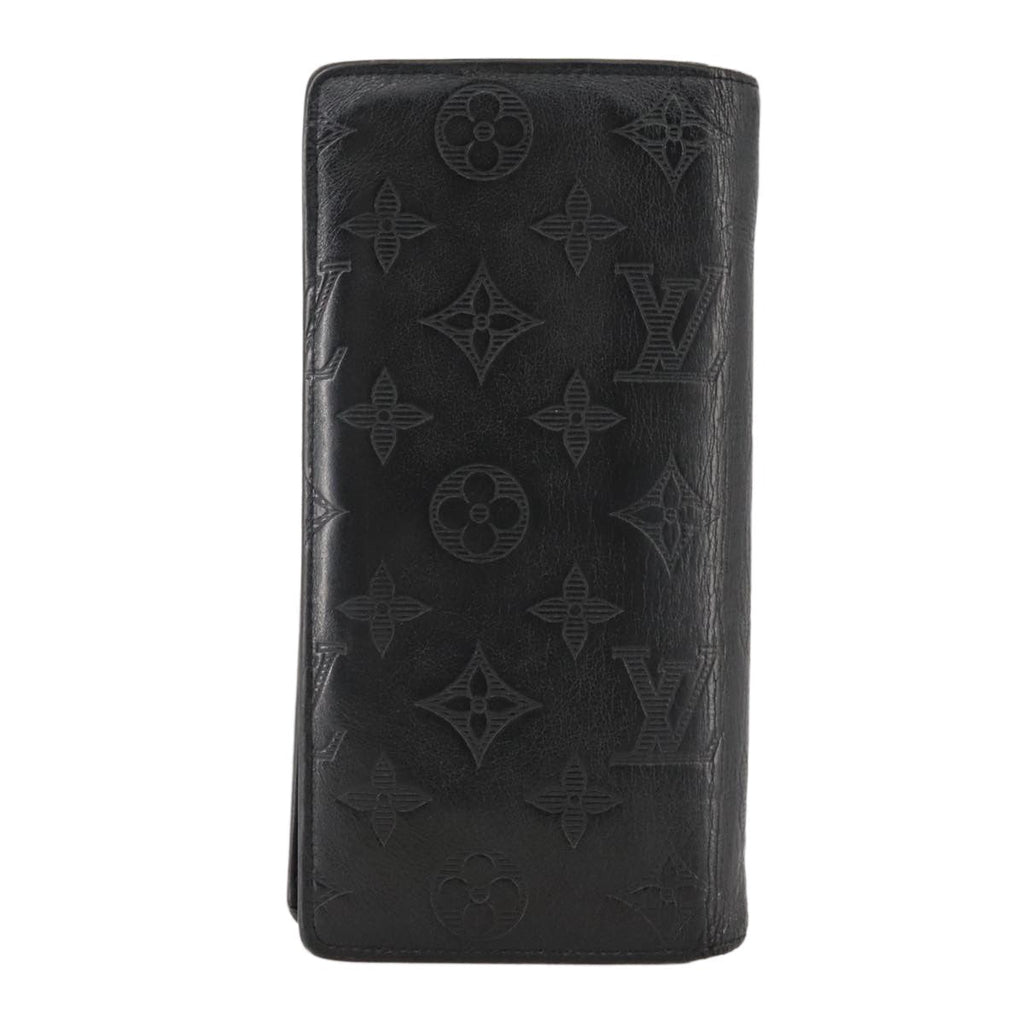 Louis Vuitton Brazza Long Bifold Wallet Monogram Shadow Black Leather Wallets Accessory (Pre-Owned)