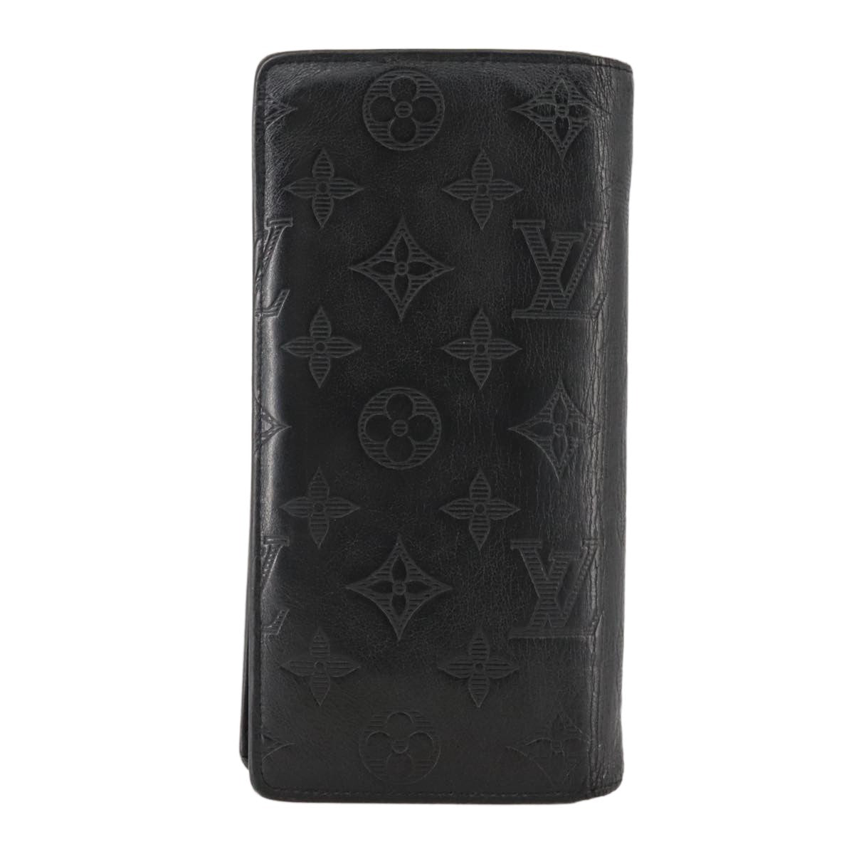 Louis Vuitton Brazza Long Bifold Wallet Monogram Shadow Black Leather Wallets Accessory (Pre-Owned)