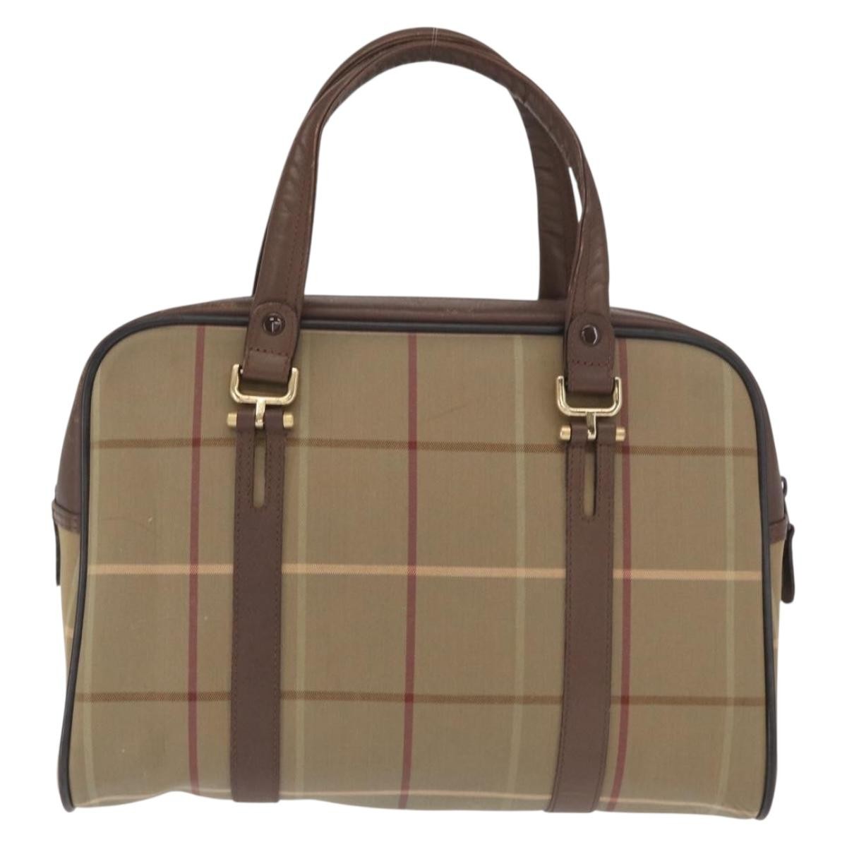 Burberry Nova Handbag Canvas Khaki Canvas Handbag (Pre-Owned)