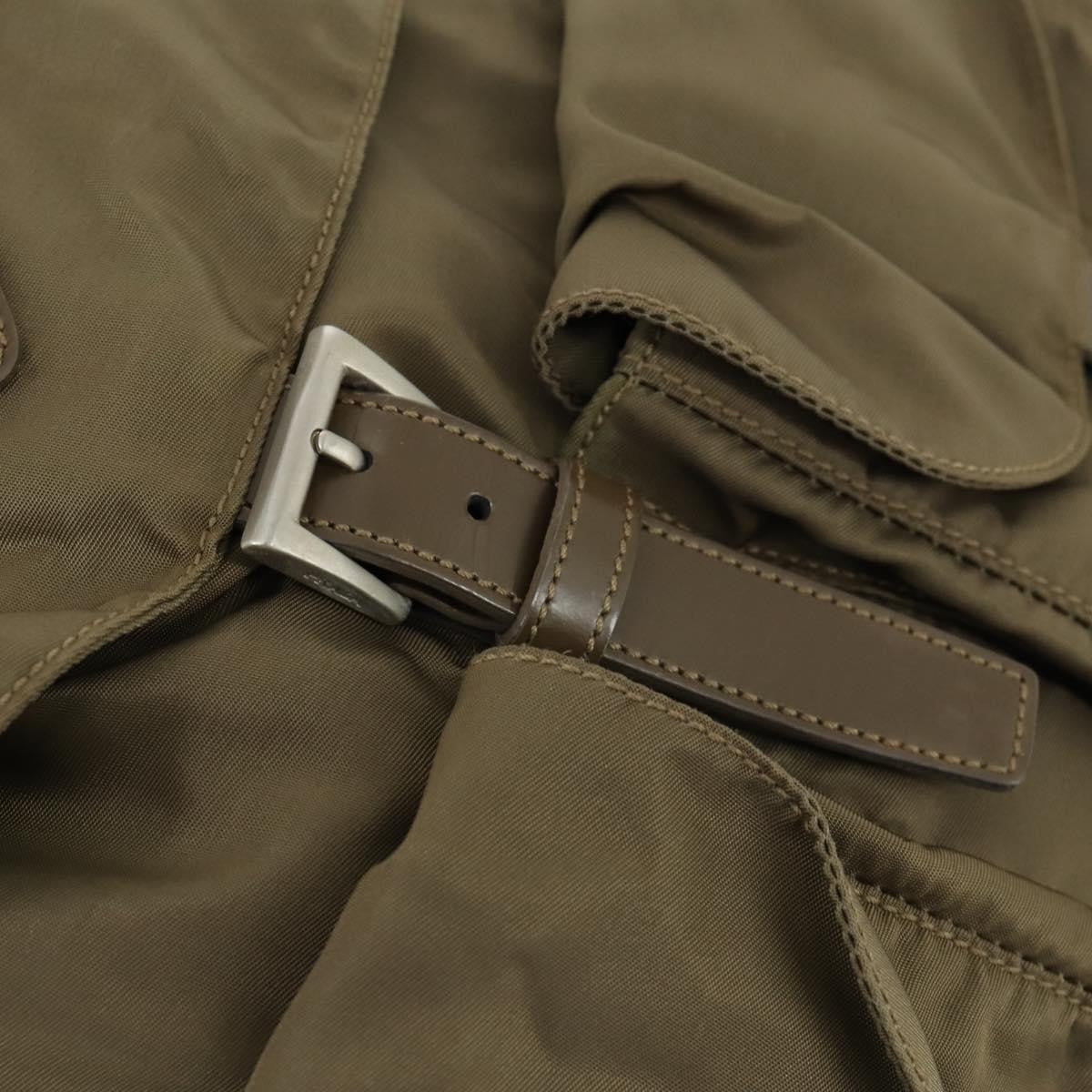 Prada Vela Double Front Pocket Backpack Tessuto With Saffiano Leather Khaki Nylon Backpack Bag (Pre-Owned)