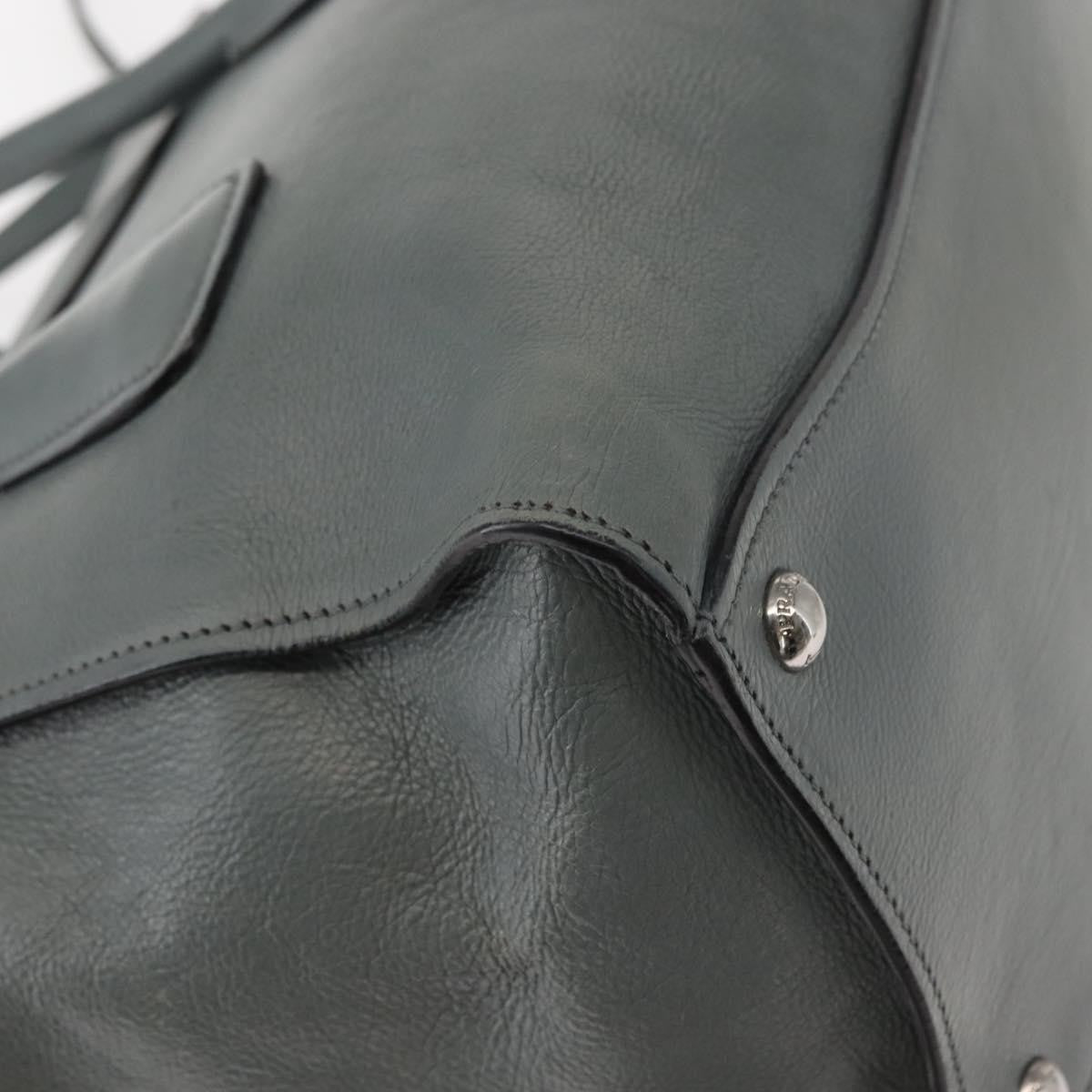 Prada Twin Pocket Lock Flap Tote Glace Calf Gray Leather Tote Bag Bag (Pre-Owned)
