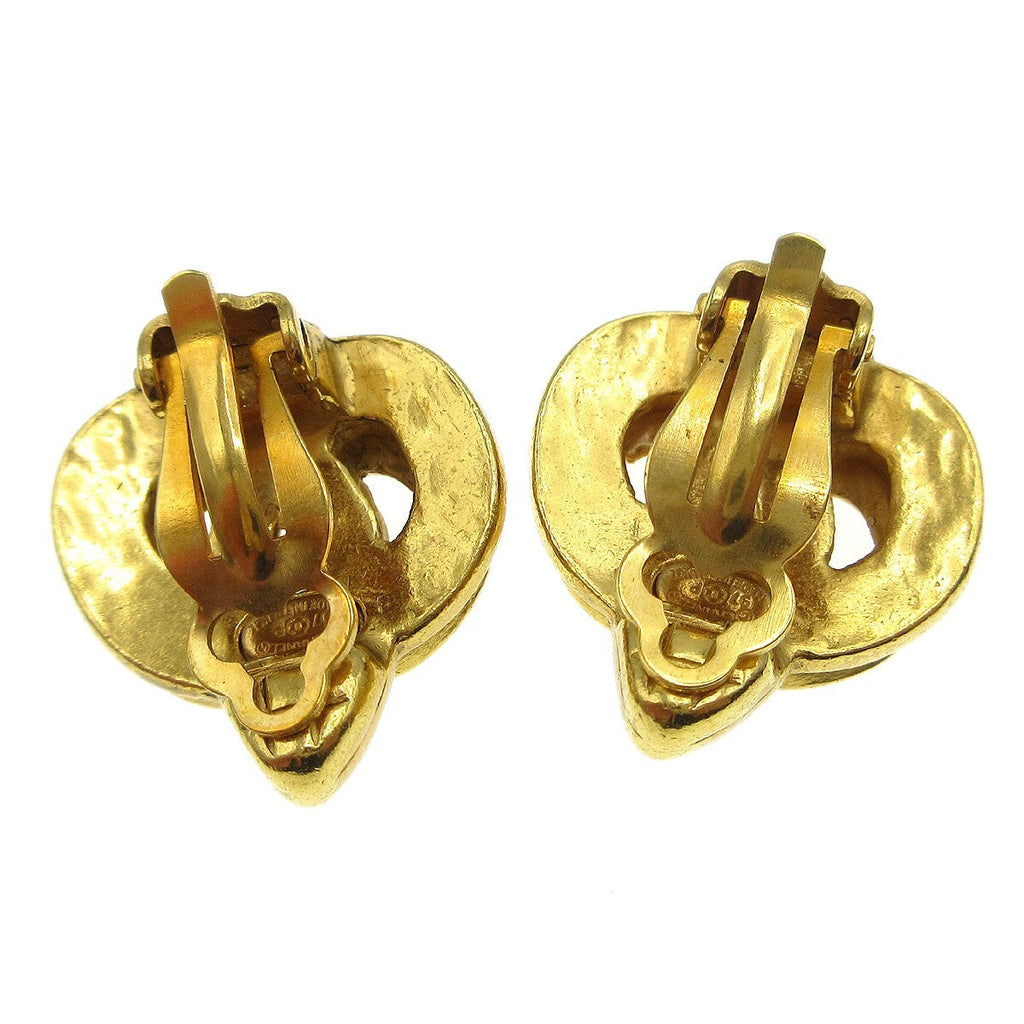Chanel Vintage Cc Heart Clip-On Earrings Metal Gold Gold_Plated Earrings Jewelry (Pre-Owned)