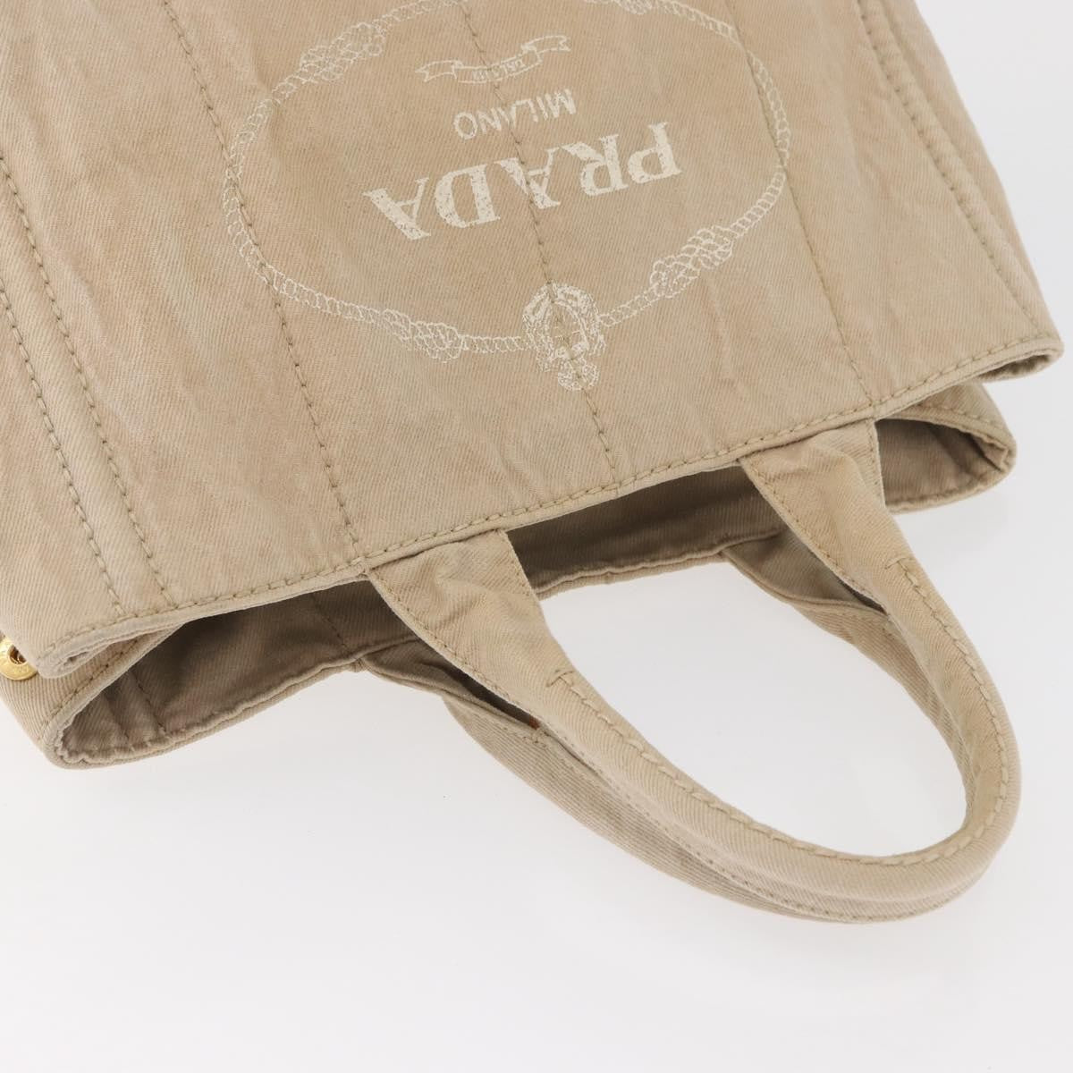 Prada Canapa Tote Canvas Beige Canvas Tote Bag Bag (Pre-Owned)