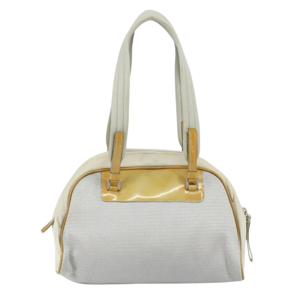 Prada Vintage Zip Handbag Tessuto Silver Nylon Handbag (Pre-Owned)