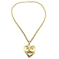 Chanel Cc Heart Pendant Necklace Metal Gold Gold_Plated Necklace Jewelry (Pre-Owned)