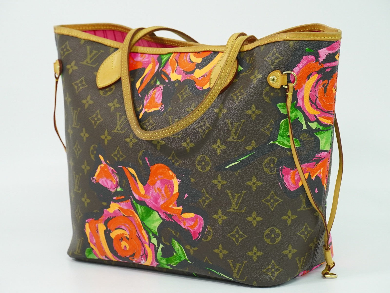 Louis Vuitton Neverfull Tote Limited Edition Monogram Roses Brown Canvas Tote Bag Bag (Pre-Owned)