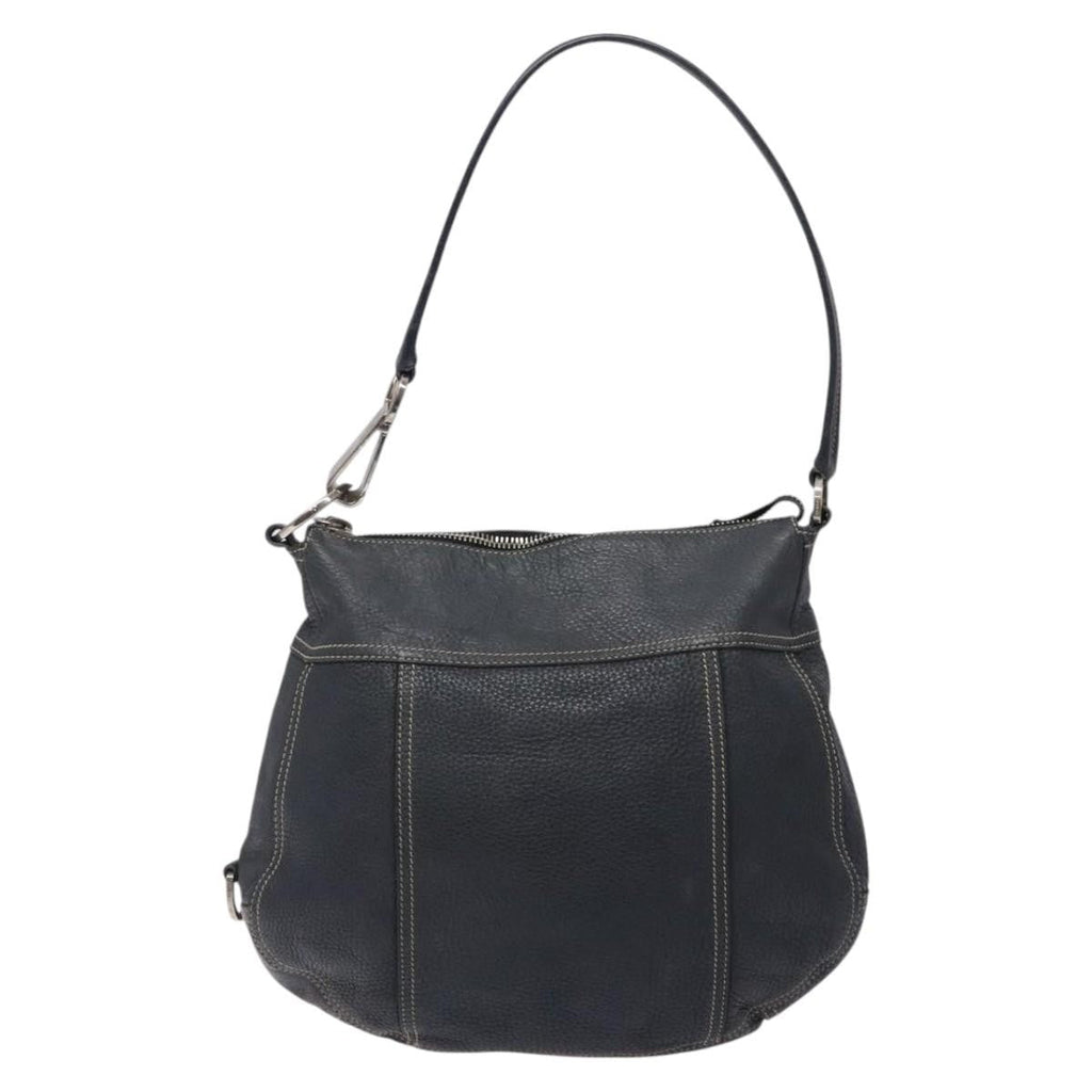Prada Vintage Shoulder Bag Leather Navy Leather Shoulder Bag Bag (Pre-Owned)