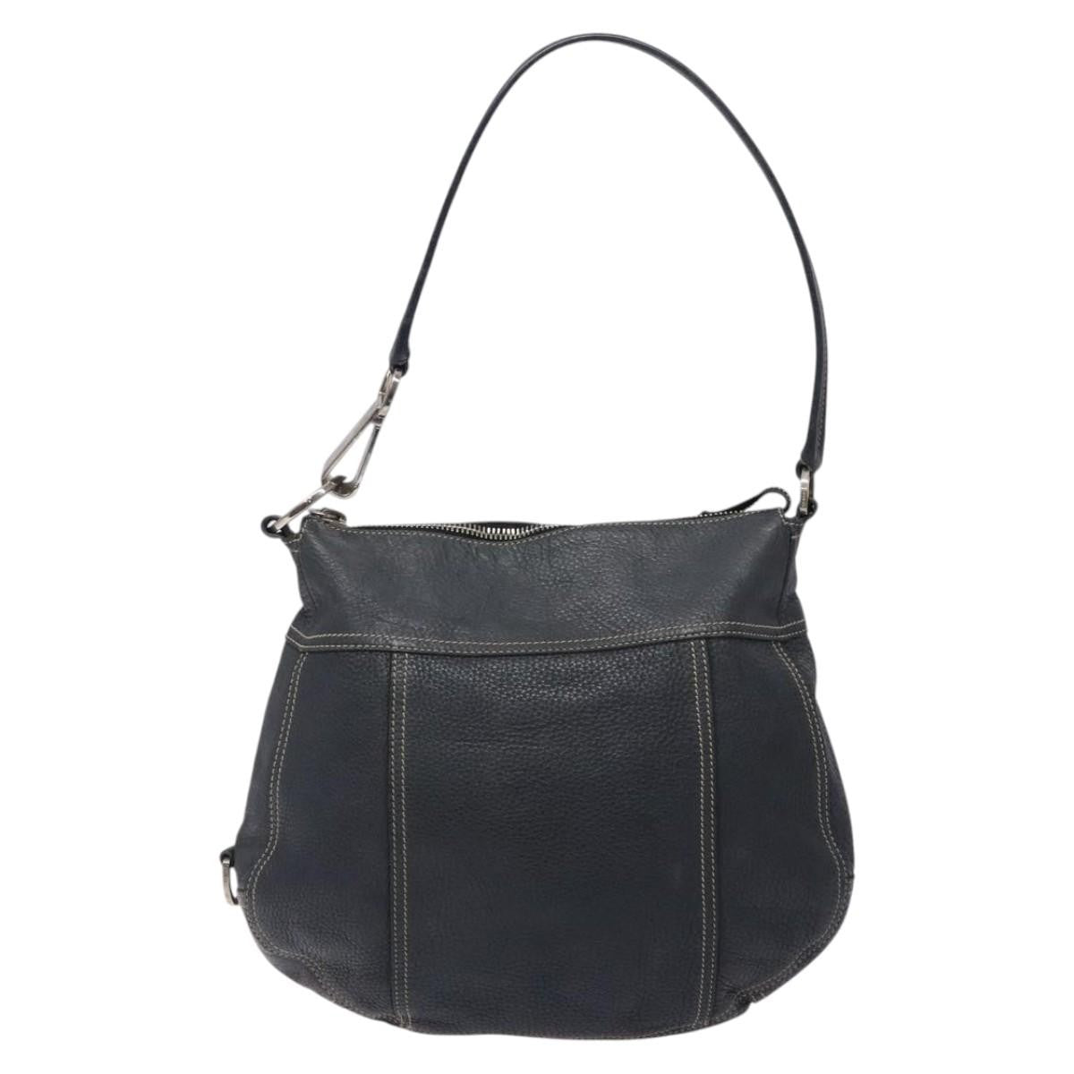 Prada Vintage Shoulder Bag Leather Navy Leather Shoulder Bag Bag (Pre-Owned)