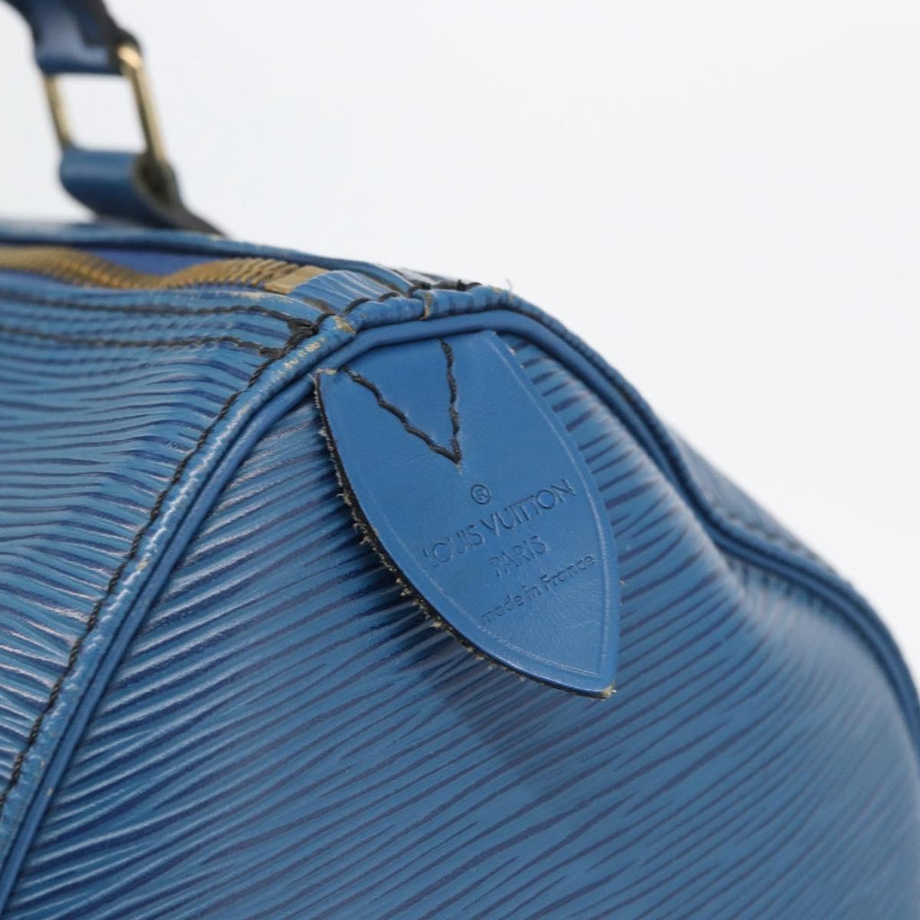 Louis Vuitton Speedy Handbag Epi Leather Blue Leather Handbag (Pre-Owned)