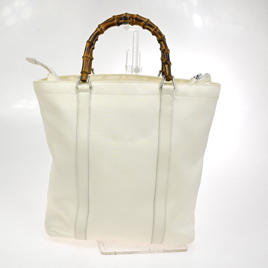 Gucci Convertible Bamboo Zip Tote Nylon White Nylon Tote Bag Bag (Pre-Owned)