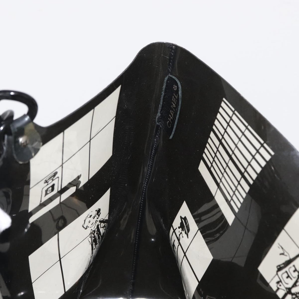 Chanel Coco Window Tote Printed Vinyl Black Plastic Tote Bag Bag (Pre-Owned)